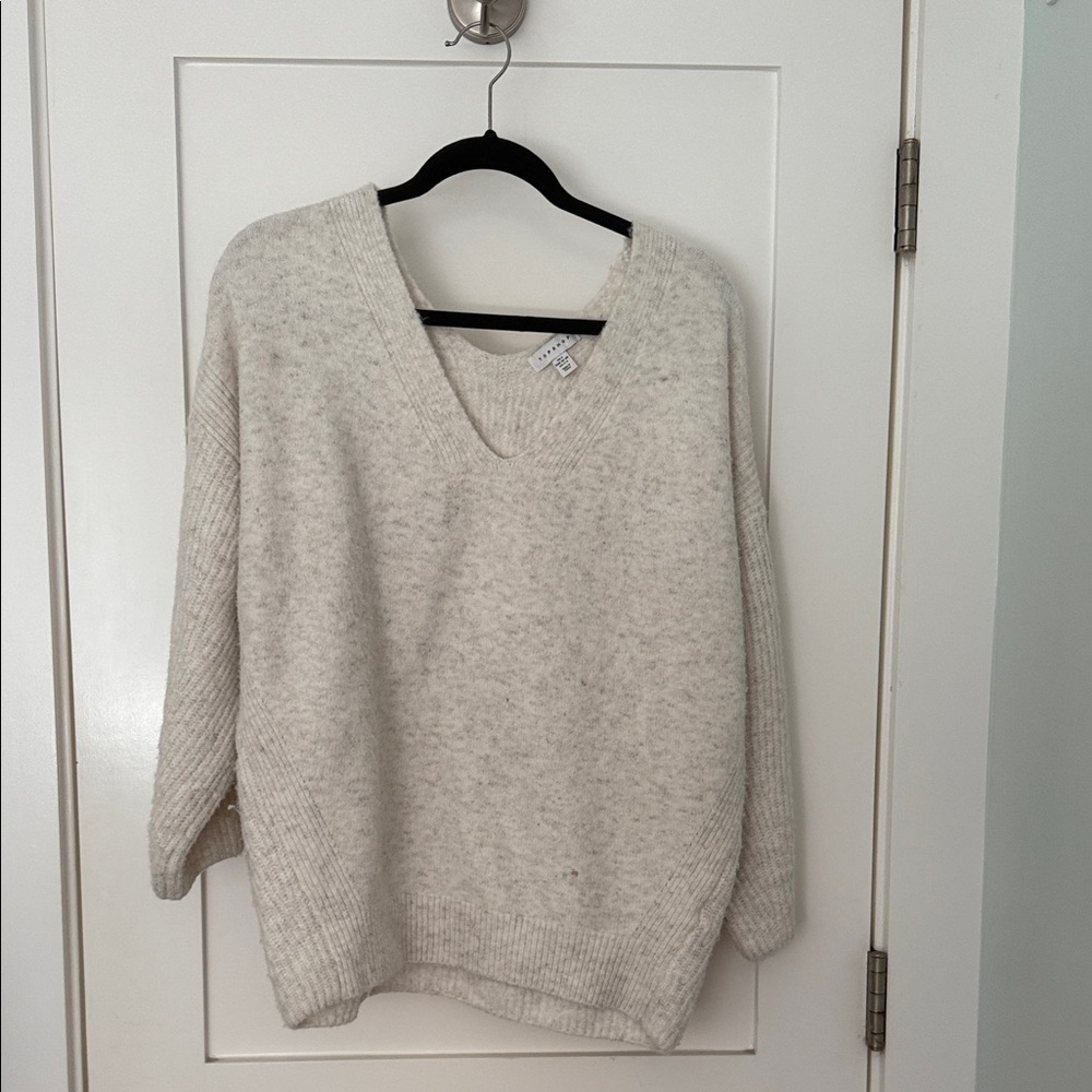 Topshop Cream V-Neck Sweater
